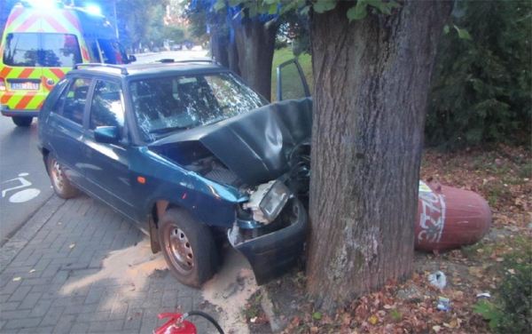 Řidič s vozidlem narazil do stromu