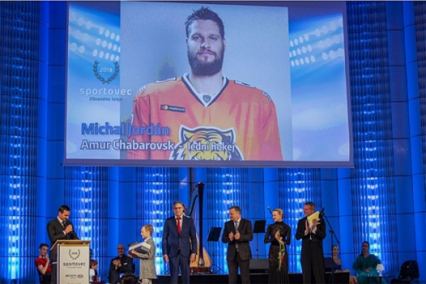 Hokejista Michal Jordán byl vyhlášen Sportovcem roku Zlínského kraje 2018